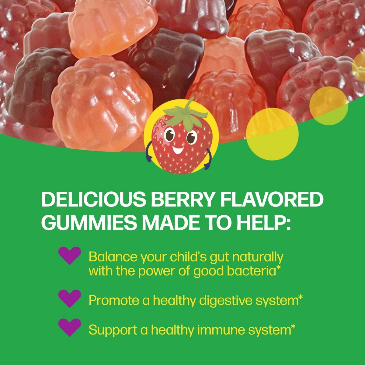 Culturelle Kids Probiotic + Gluten Free Veggie Fiber Gummies – Berry – 30ct