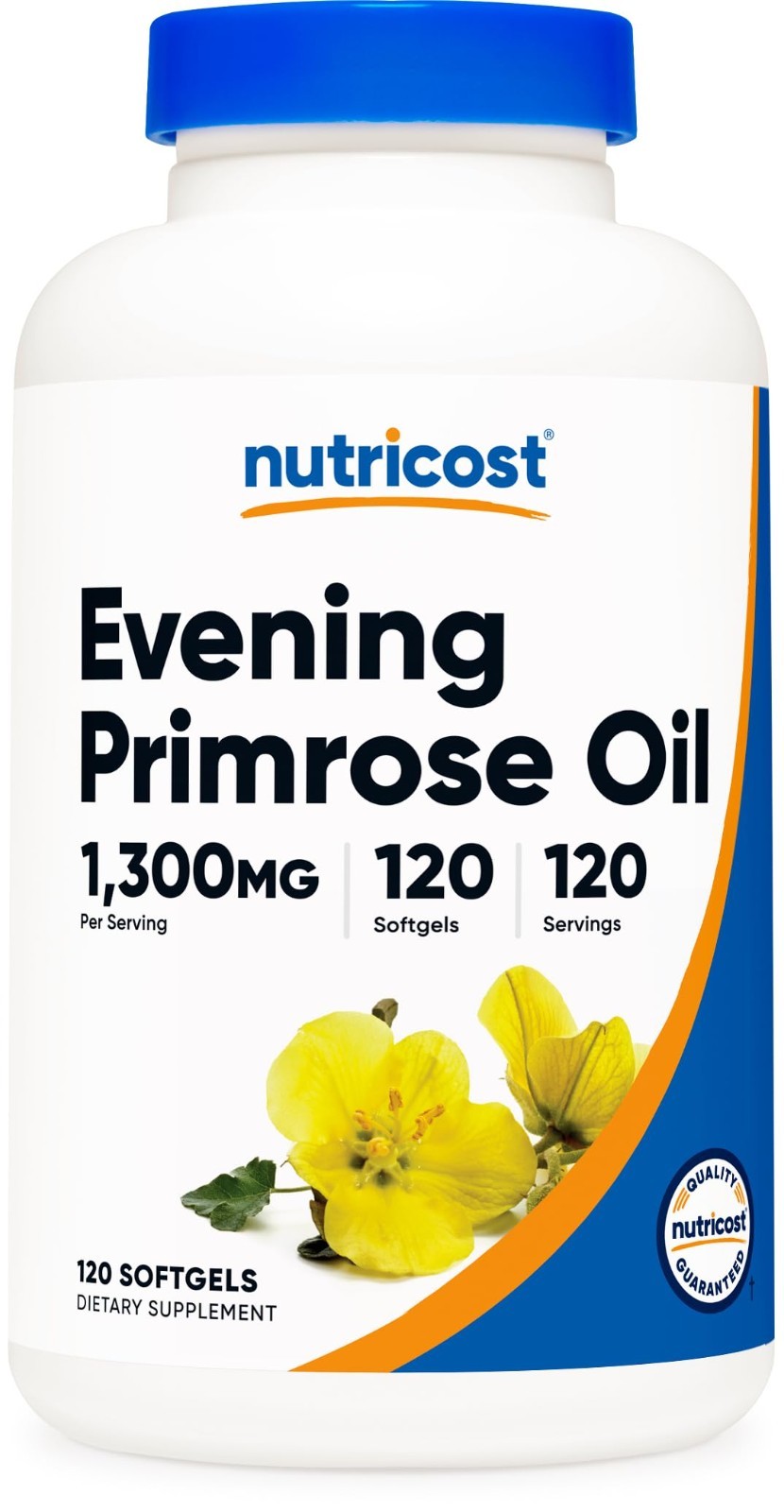 Evening Primrose Oil 1300mg – Cold Pressed, Non-GMO, Gluten-Free Softgels, 120 C