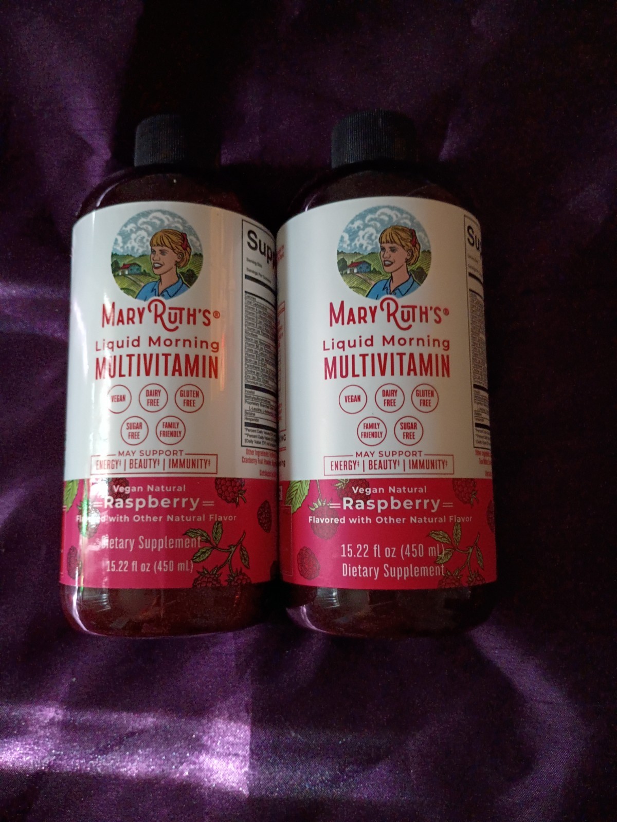 Mary Ruths Liquid Morning Multivitamin 15.22 Oz Raspberry- EXP 9/2026 Lot Of Two