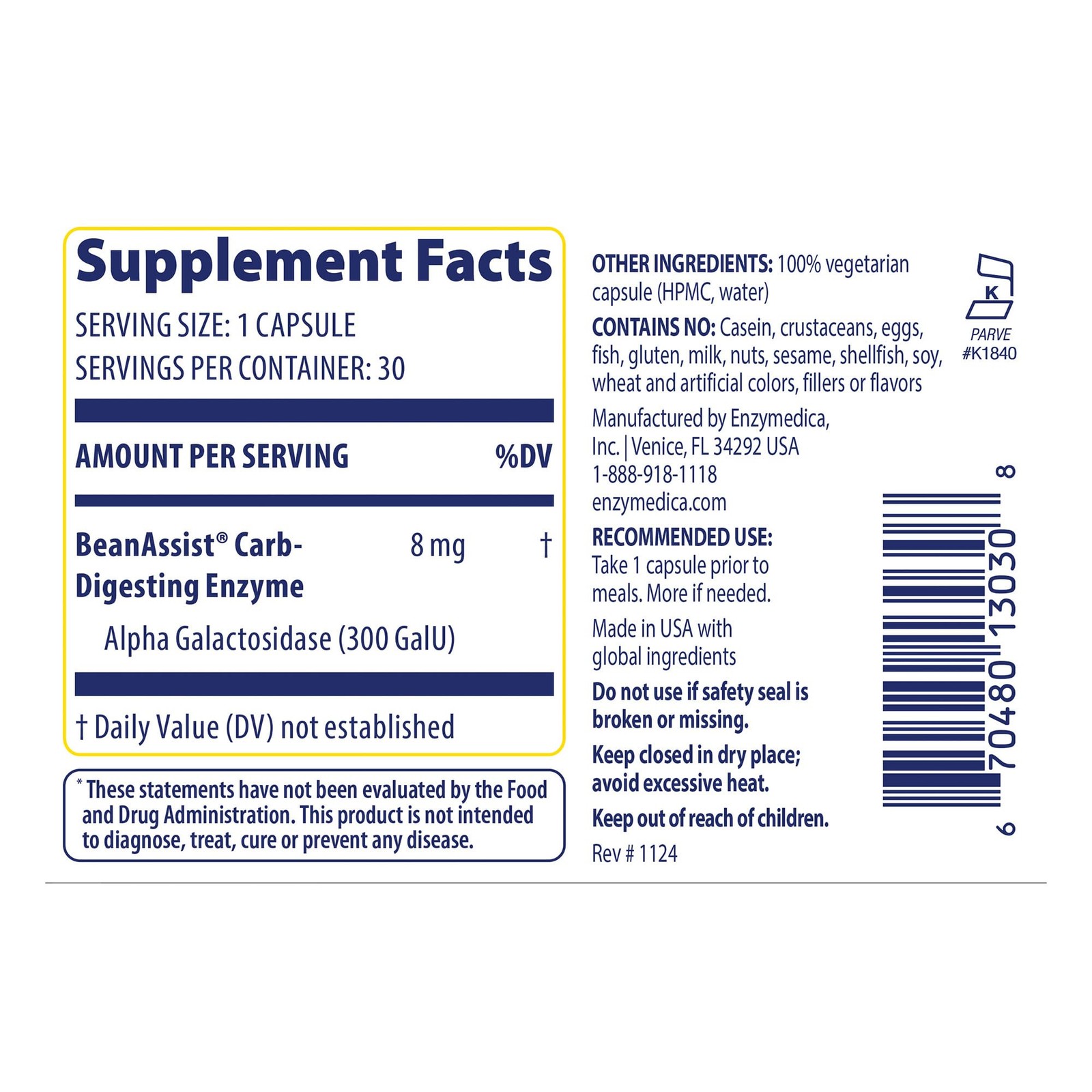 BeanAssist – Digestive Enzyme Supplement for Women & Men, Alpha Galactosidase En