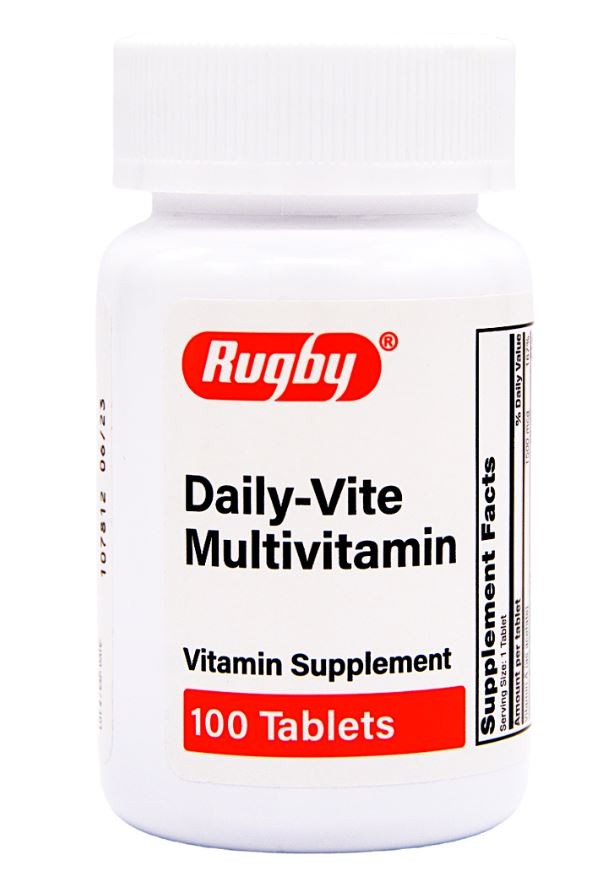 Rugby Daily-Vite Multivitamin – 100 Tablets | Gluten Free 8-2025 (5 Pack)