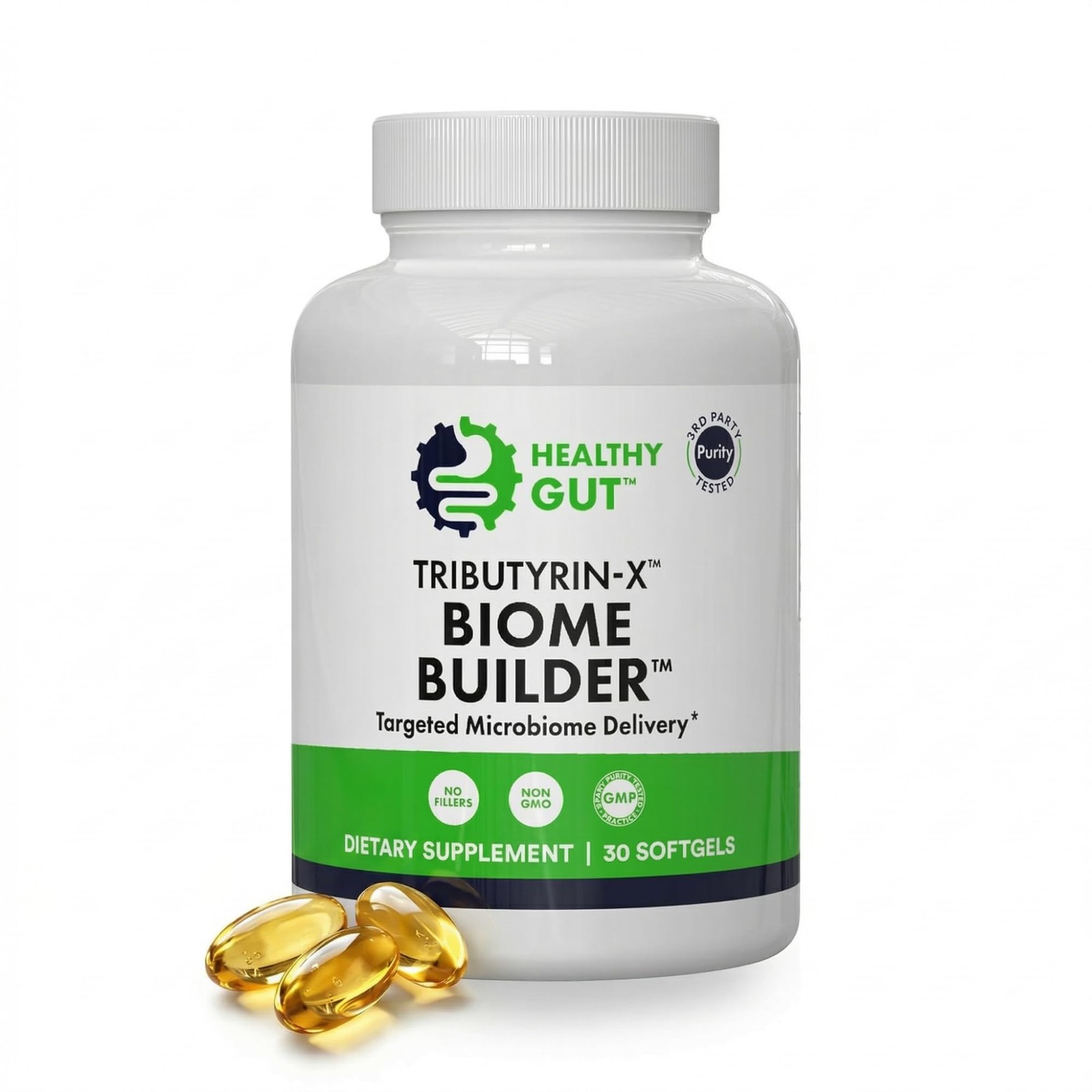 Healthy Gut Tributyrin-X | Most Bioavailable Butyrate 30 Count (Pack of 1)