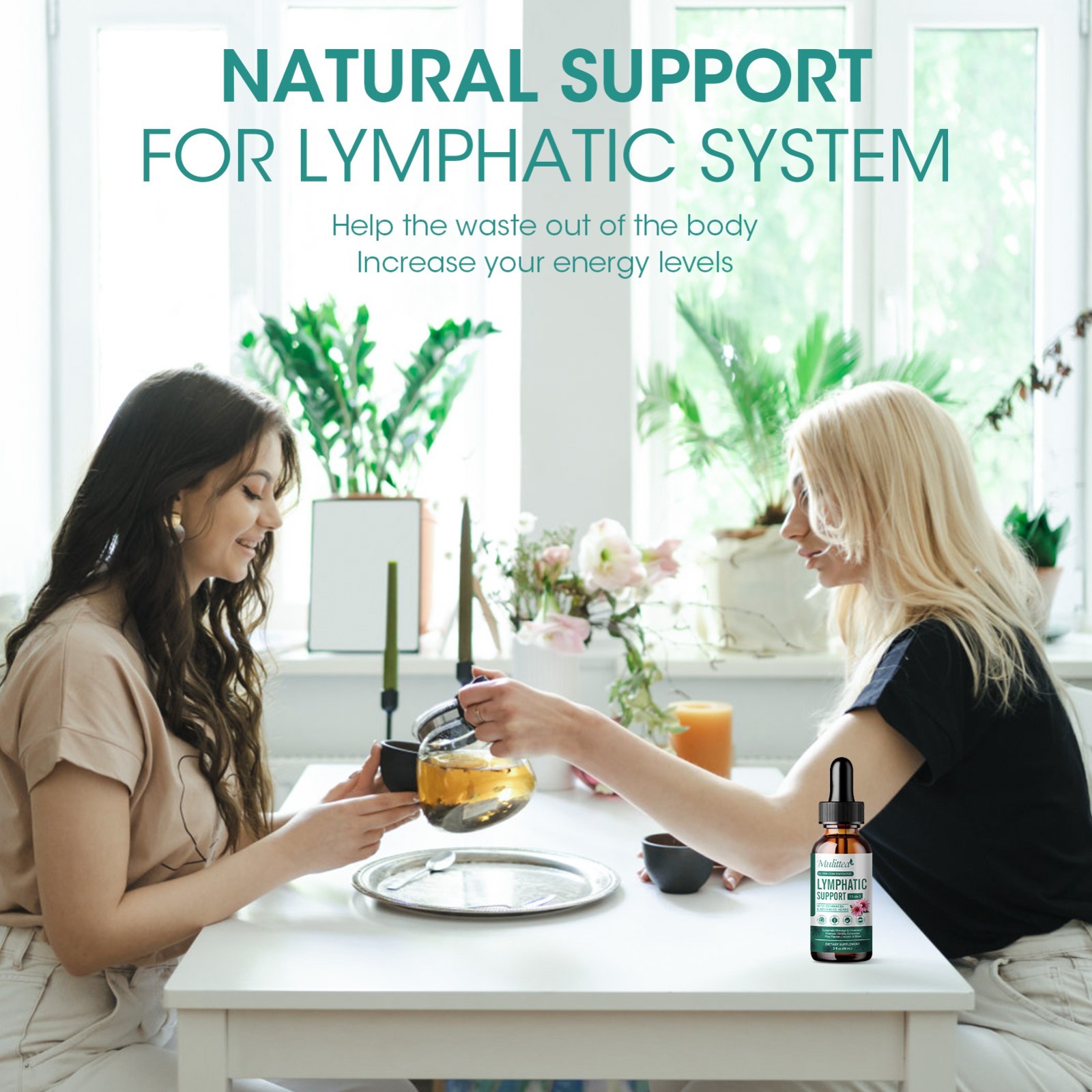 60ML Vegan 11-in-1 Lymphatic Drainage Supplements-Lymph System Support Non-GMO