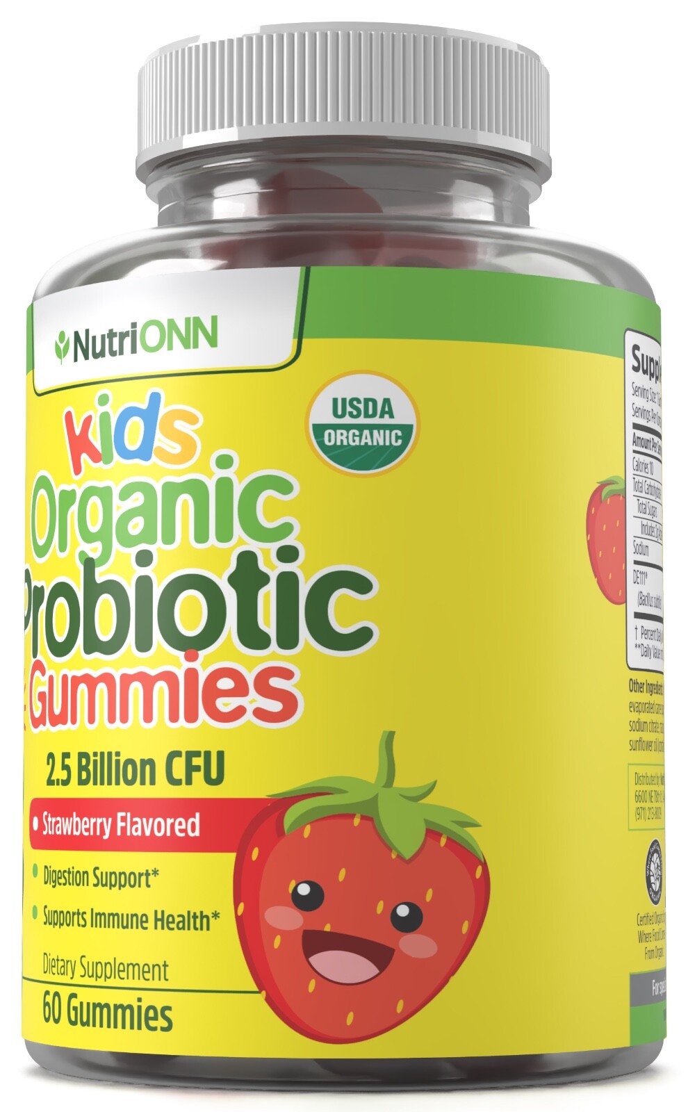 Kids Probiotic Gummies – USDA Organic & Vegan – 2.5 Billion CFU of DE111®