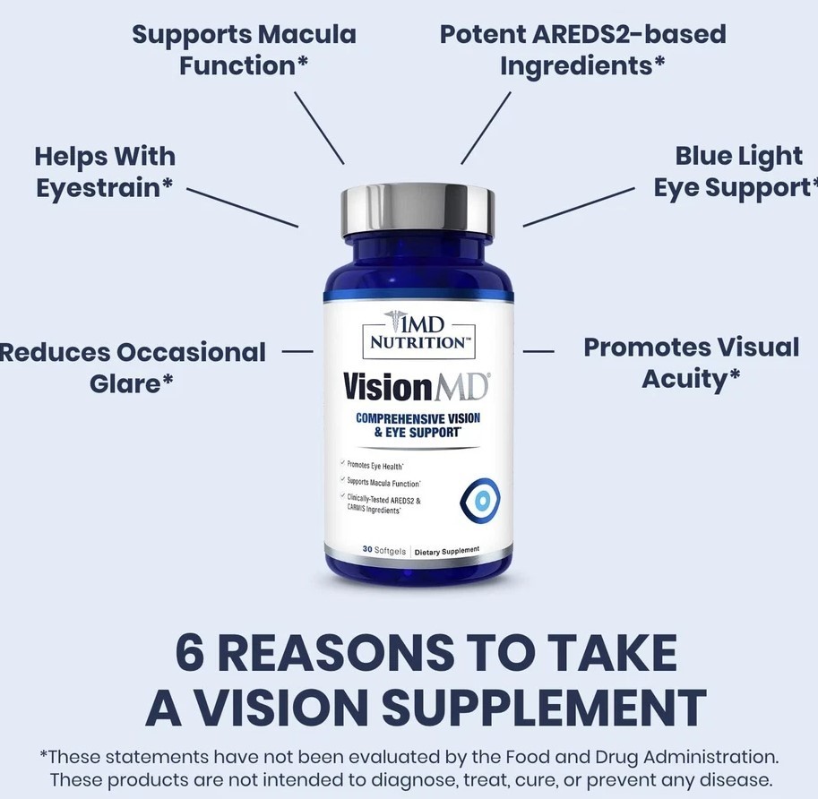 3 pack Vision Nutrition MD MD Eye Vitamin CARMIS – Eye Supplement 30 Softgels.
