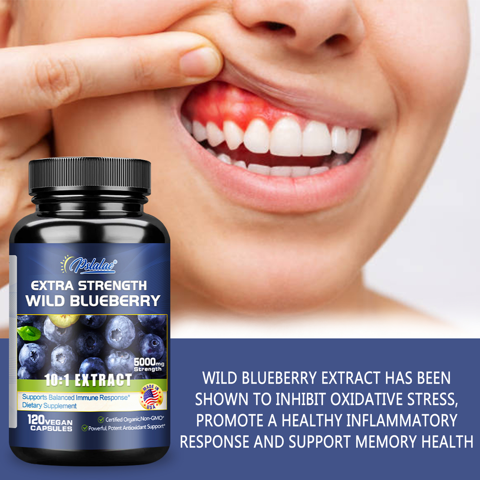 Wild Blueberry 5000mg – Support Antioxidant, Brain Health, Boosts Vision Memory