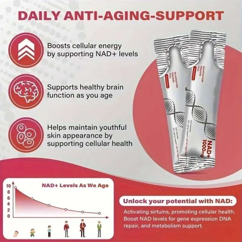 NR1000 – NAD+*Berry Flavor Drink Mix For Skin Aging Support Energy Focus 30 Pack