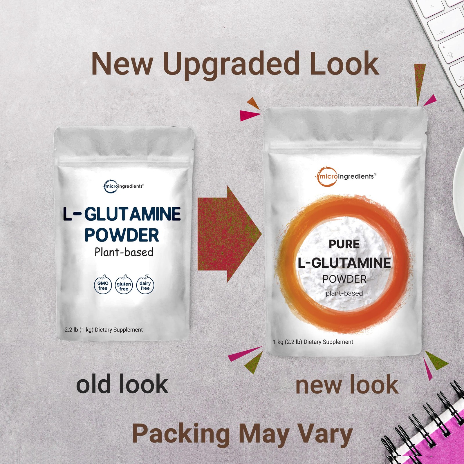 Micro Ingredients Pure L-Glutamine Powder 2.2Lbs 1Kg Form Amino Acid Unflavored