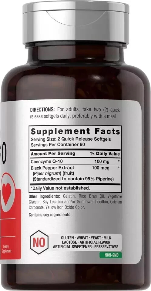 CoQ10 100mg Softgels | 120 Count | Non-GMO and Gluten Free | By Horbaach