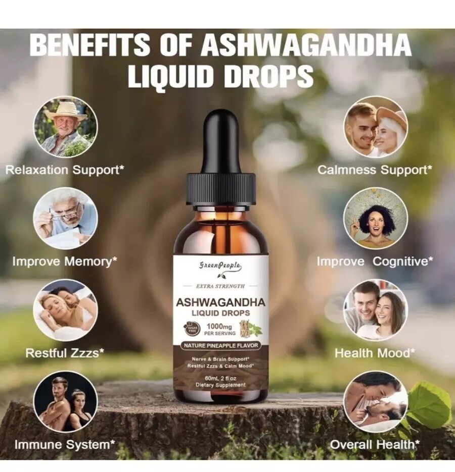 Ashwagandha /Liquid Drops/ Nature Pineapple Flavor /2fl. Oz./ Best By 01/2026