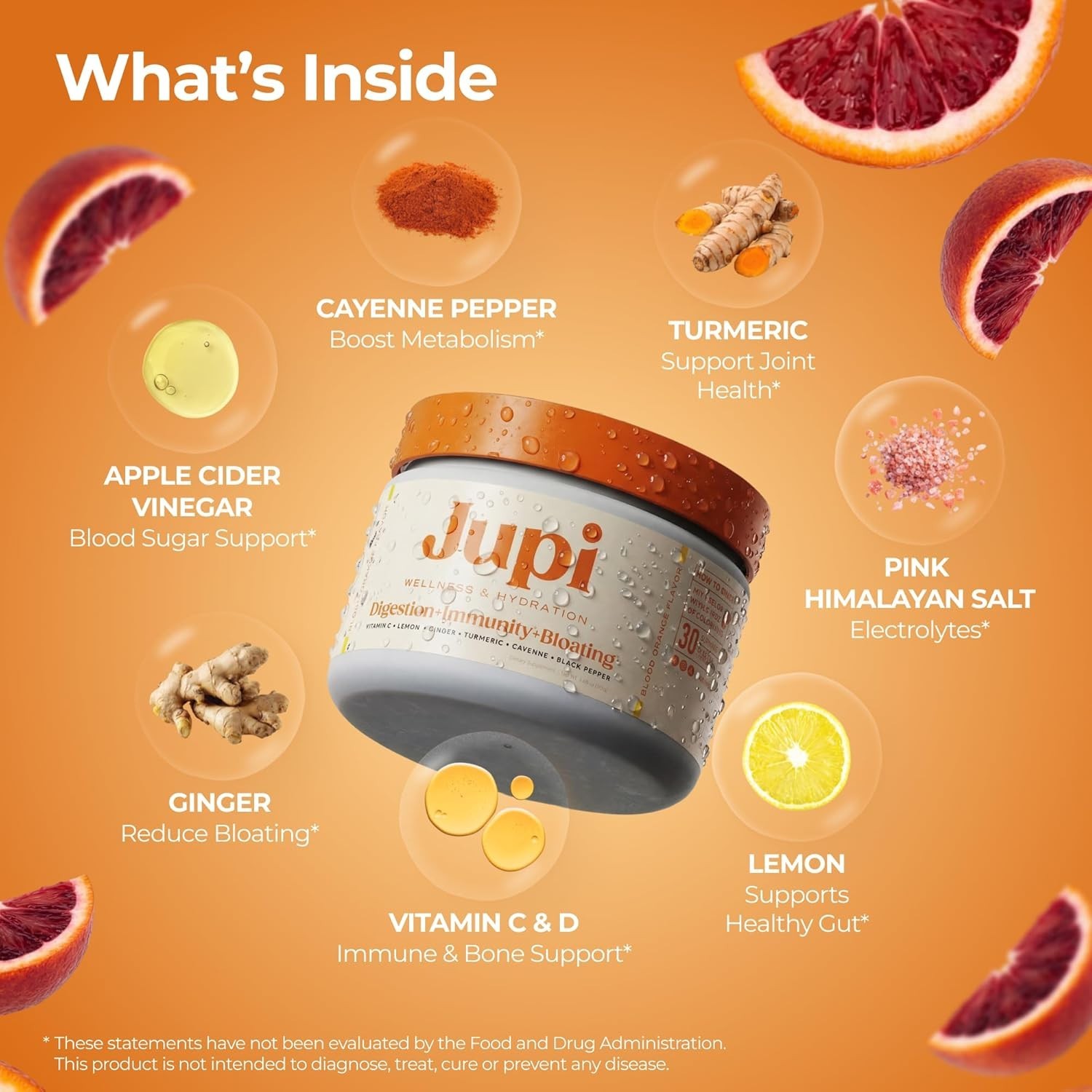 Jupi Hydration & Wellness Powder – Turmeric & Ginger shots, Vitamin C Supplement