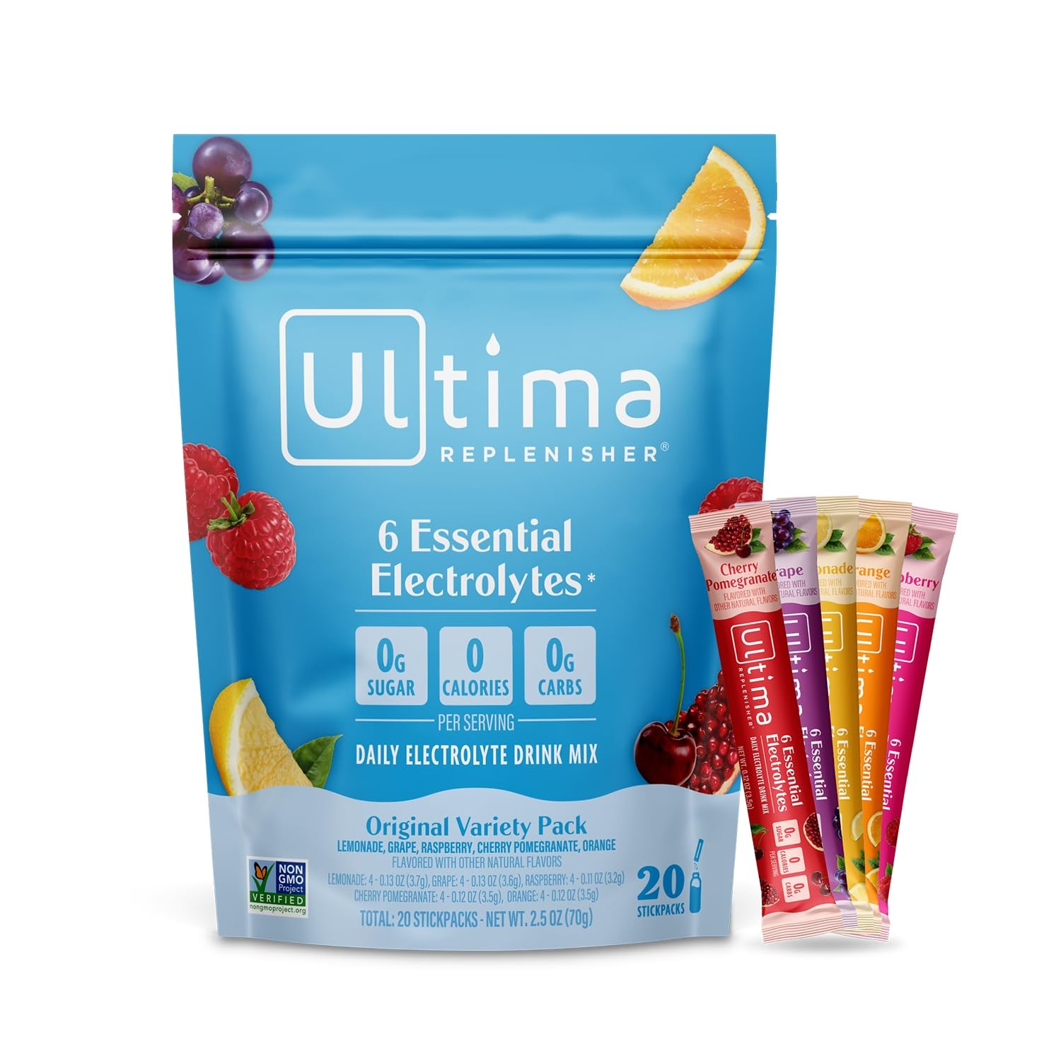 Ultima Replenisher Original Variety Electrolyte Packets 20 Stickpacks Daily Zero