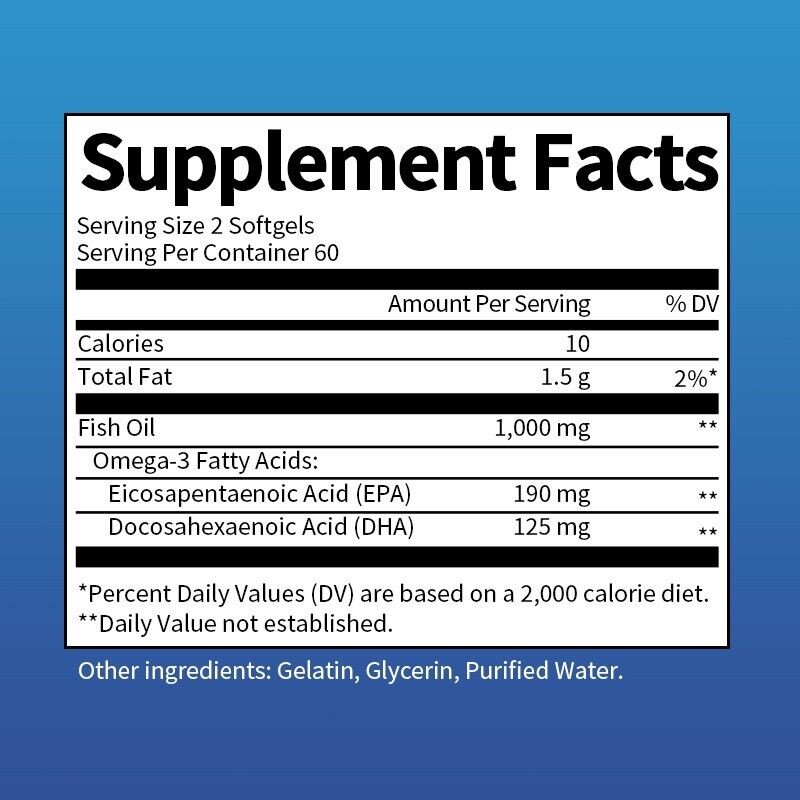 Organic Alaska Deep Sea Fish Oil, Omega 3 DHA/EPA 1000 mg 120-600Softgels