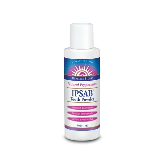 Heritage Store IPSAB Tooth Powder Original Peppermint 4 oz Each (Pack of 4)