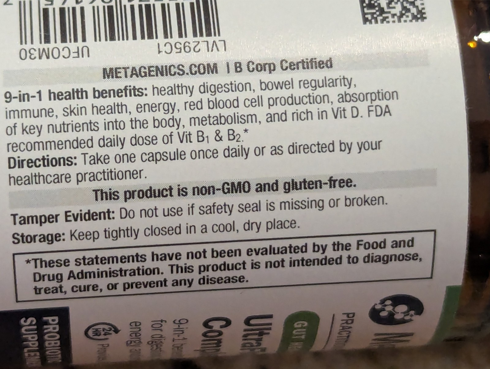 Metagenics UltraFlora Complete Probiotic Gut Health 30 capsules exp: 10/2026