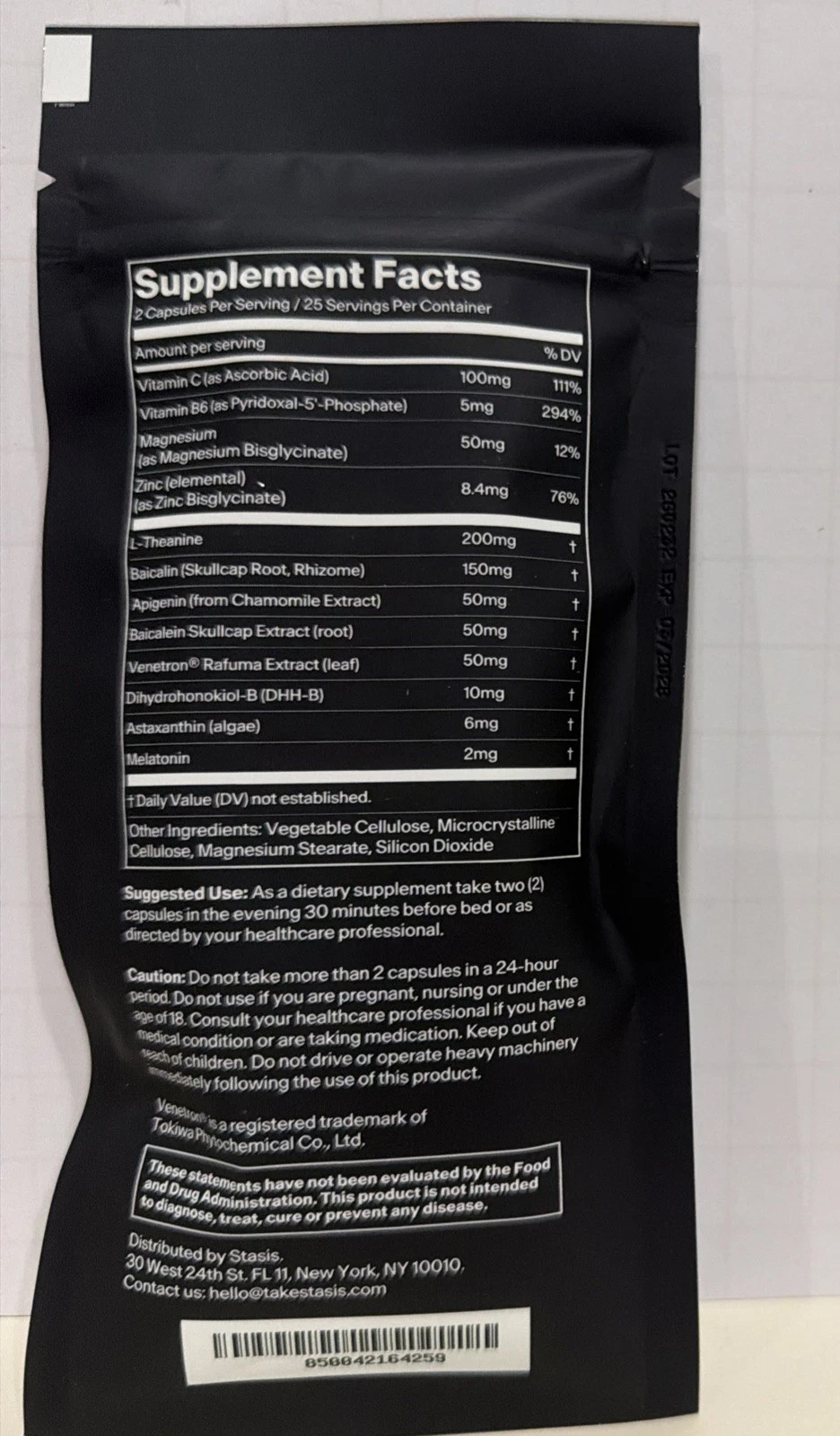 Stasis Daytime & Nighttime Supplement Bundle 50 Caps Each; SEALED Exp 04/2028