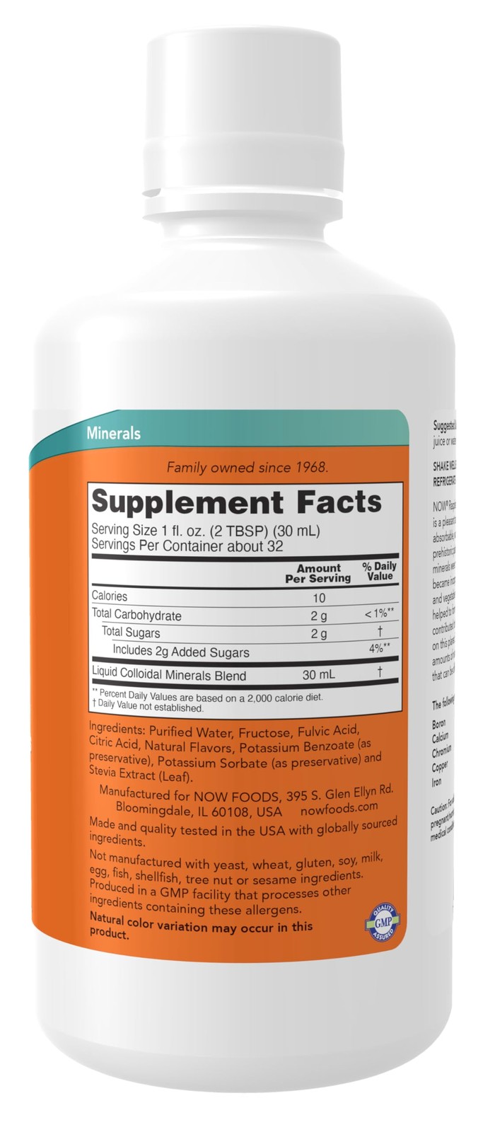 NOW Foods Supplements, Colloidal Minerals 32 Fl Oz (Pack of 1), Cloudy/Red