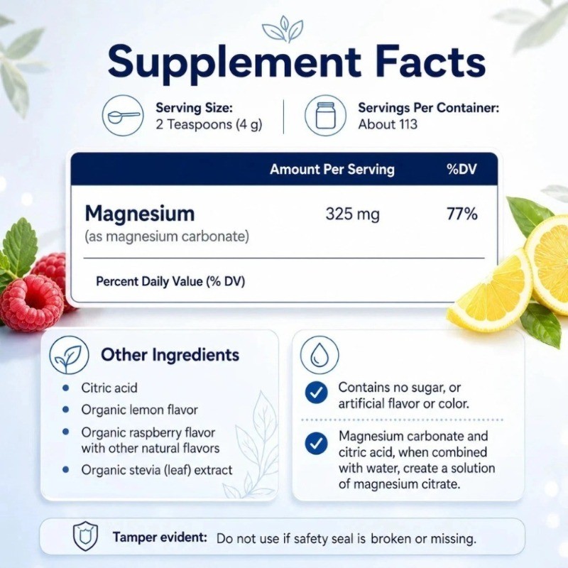 Natural Vitality CALM Raspberry Lemon Magnesium Citrate 16oz – 1/2/3 Bottles