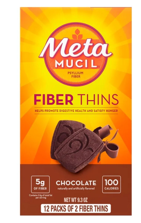 Metamucil Fiber Thins Chocolate Psyllium Husk Snack 4 Pack 24 Ct