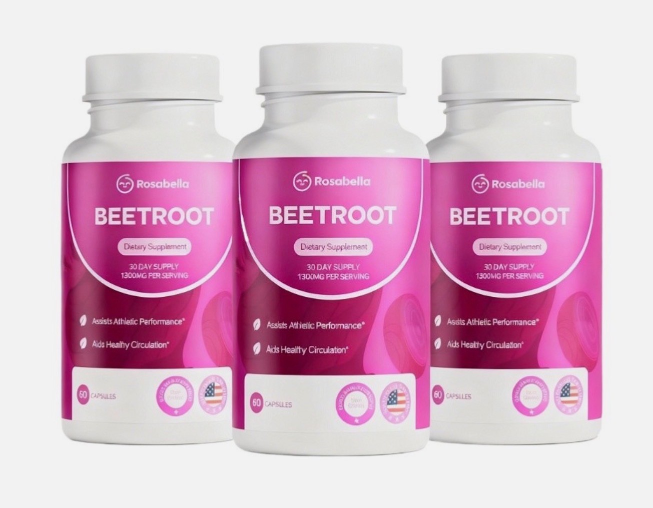 Rosabella Organic Beet Root Capsules for Circulation and Vitality Support 60ct