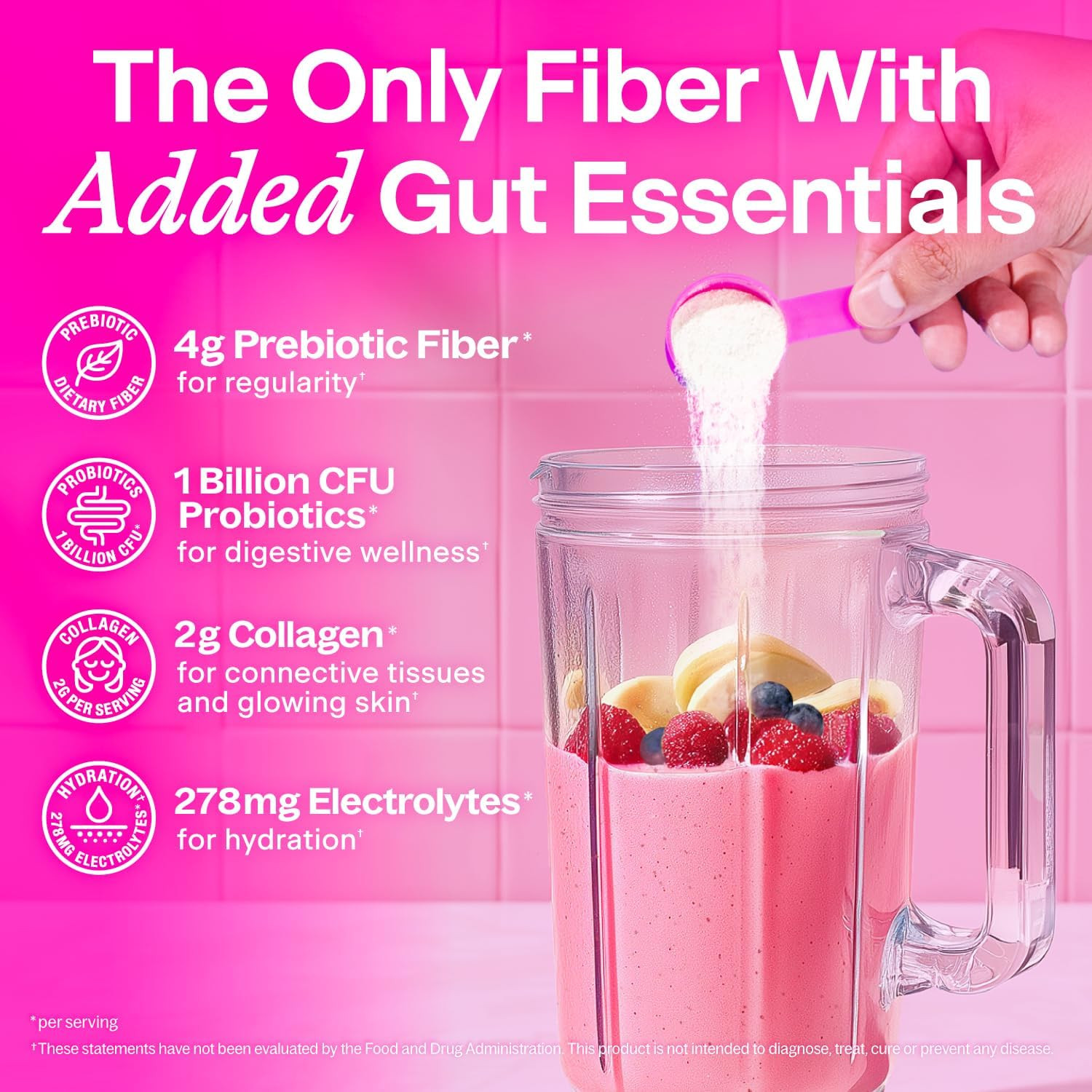 Belli Welli Daily Fiber Powder Collagen Probiotics Electrolytes 45 Servings..