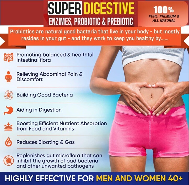 Digestive Enzymes Prebiotic & Probiotics Gas, Constipation & Bloating Relief 100