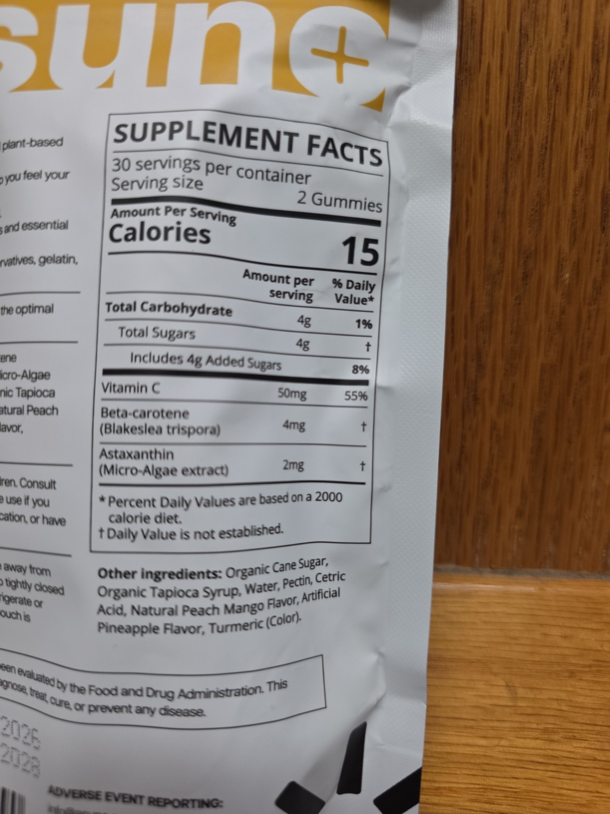 Tanning Gummies Beta Carotene Peach Mango Vegan 60 CT Astaxanthin Asuno