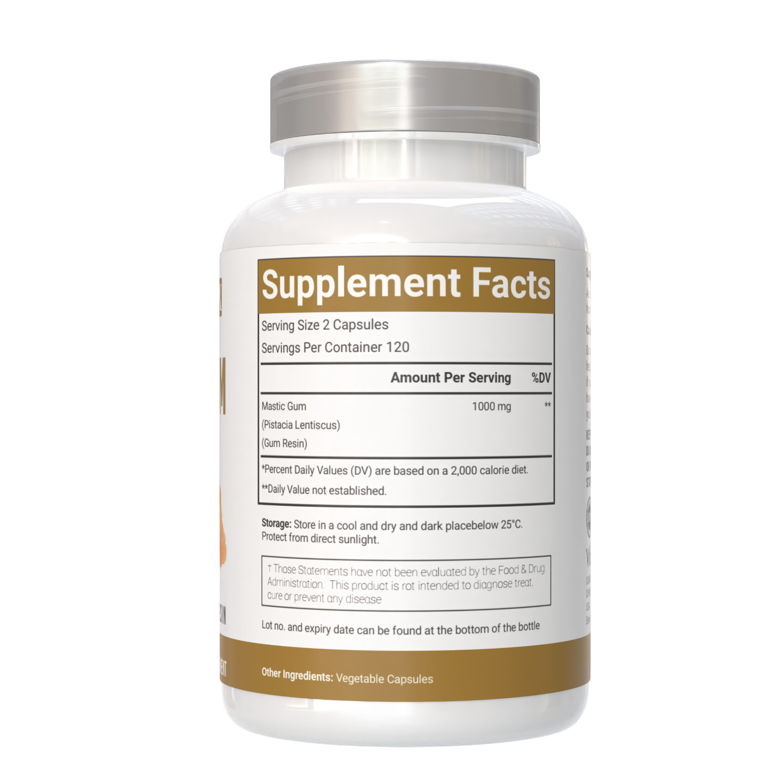 VitaCosmoX Mastic Gum 1000mg 240 Capsules | Non-GMO & Gluten Free