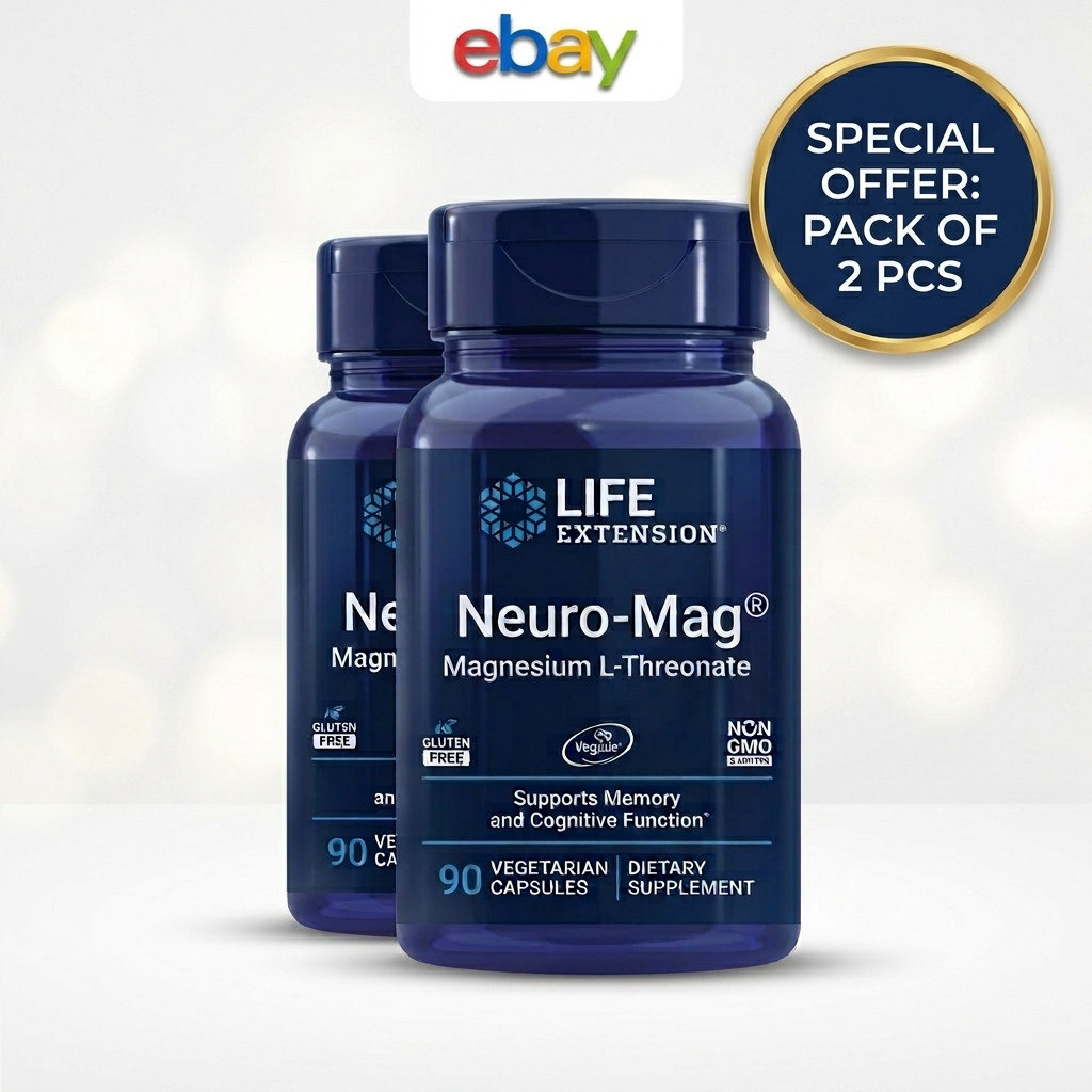 2 PACK Life Extension Neuro-Mag® Magnesium L-Threonate 90 Caps Brain Memory Supp