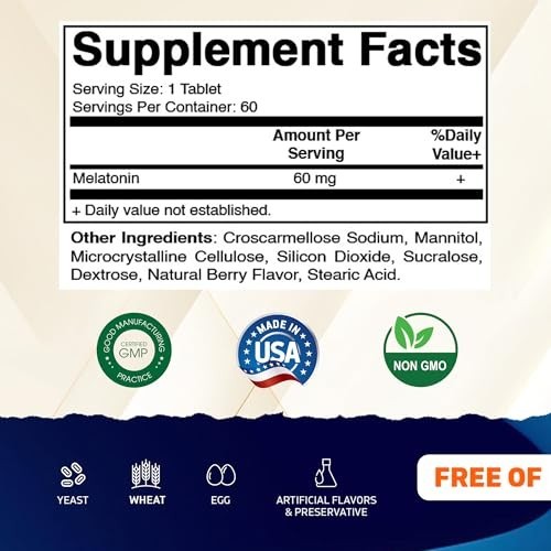 Vitamatic Melatonin Fast Dissolve Tablets 60 Vegan Berry Flavor 3 Bottles