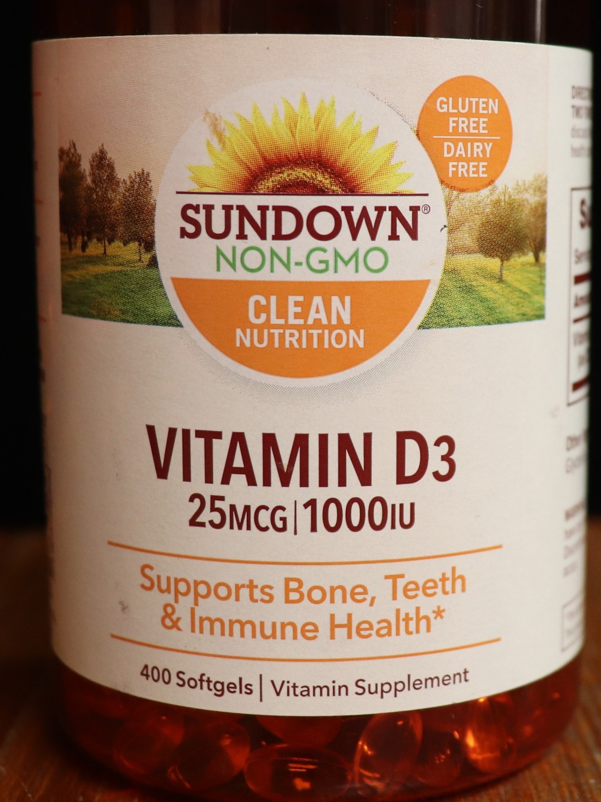 400 SoftGels ~ Sundown Vitamin D3 25mcg 1000IU Bones/Teeth/Immune Health 05/2026
