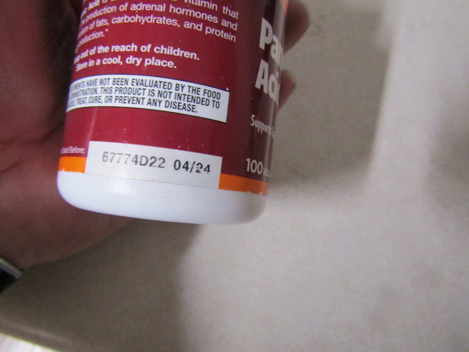 ONE BOTTLE OF JARROW FORMULAS PANTOTHENIC ACID B5 EXP 4/24 500 MG 100 GEL CAPS