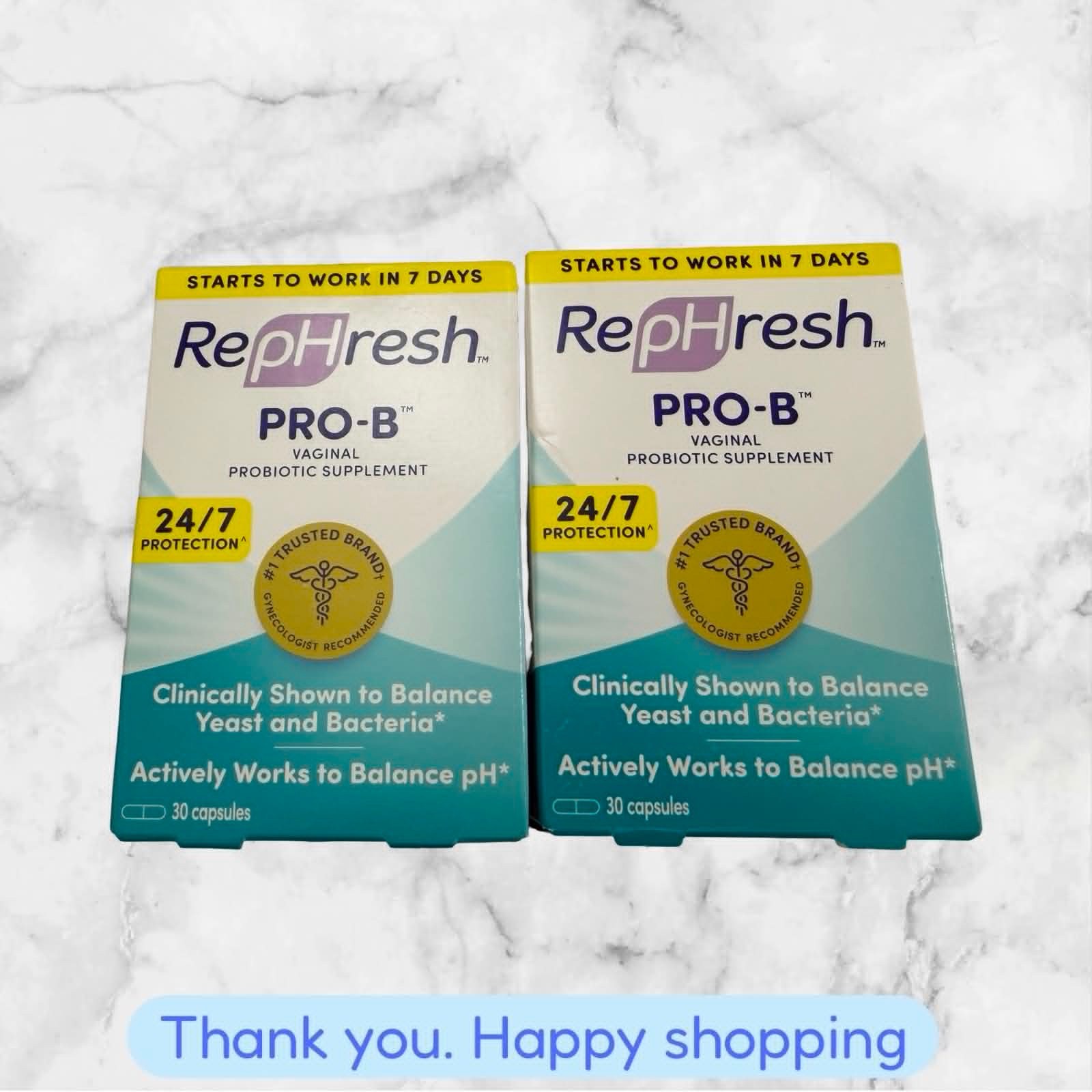 LOT OF 2 Rephresh Pro B Probiotic Feminine Supplement 30 Capsules Each NEW SHIP