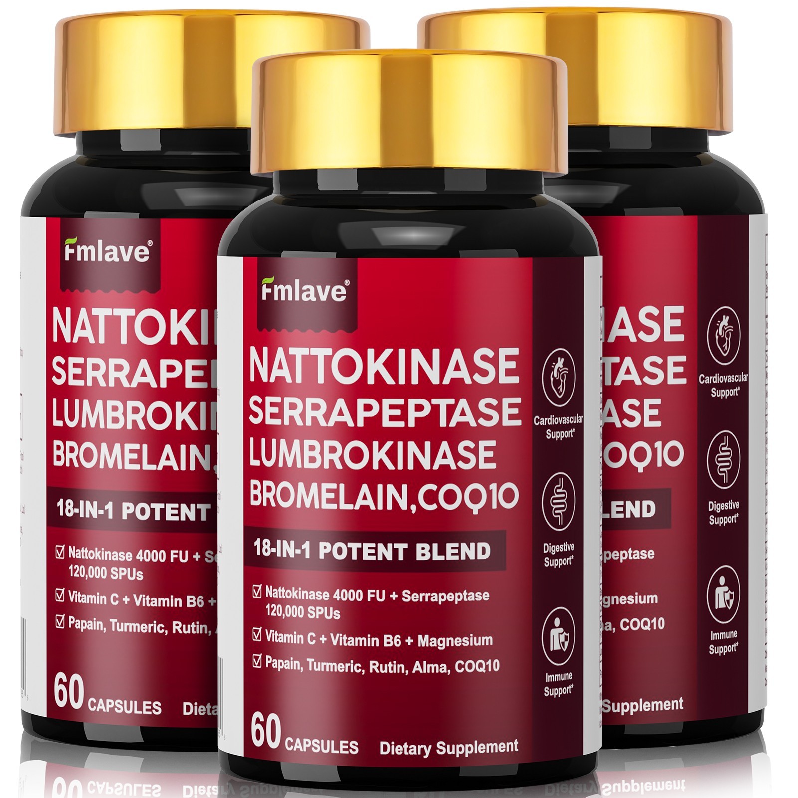 Nattokinase 4,000 FU Heart & Cardiovascular Health, Circulatory Support Non-GMO