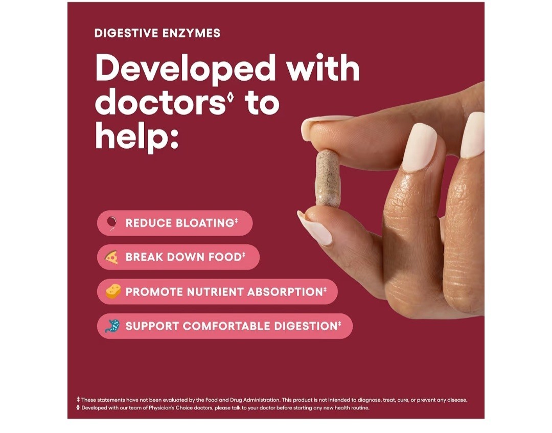 Physician’s Choice Digestive Enzyme 60 Capsule Exp 07/27 Brand New