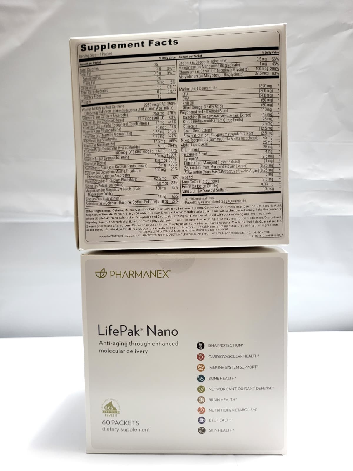2-Packs Nu Skin NuSkin Pharmanex Lifepak Nano 60 packets Exp: 12/2027