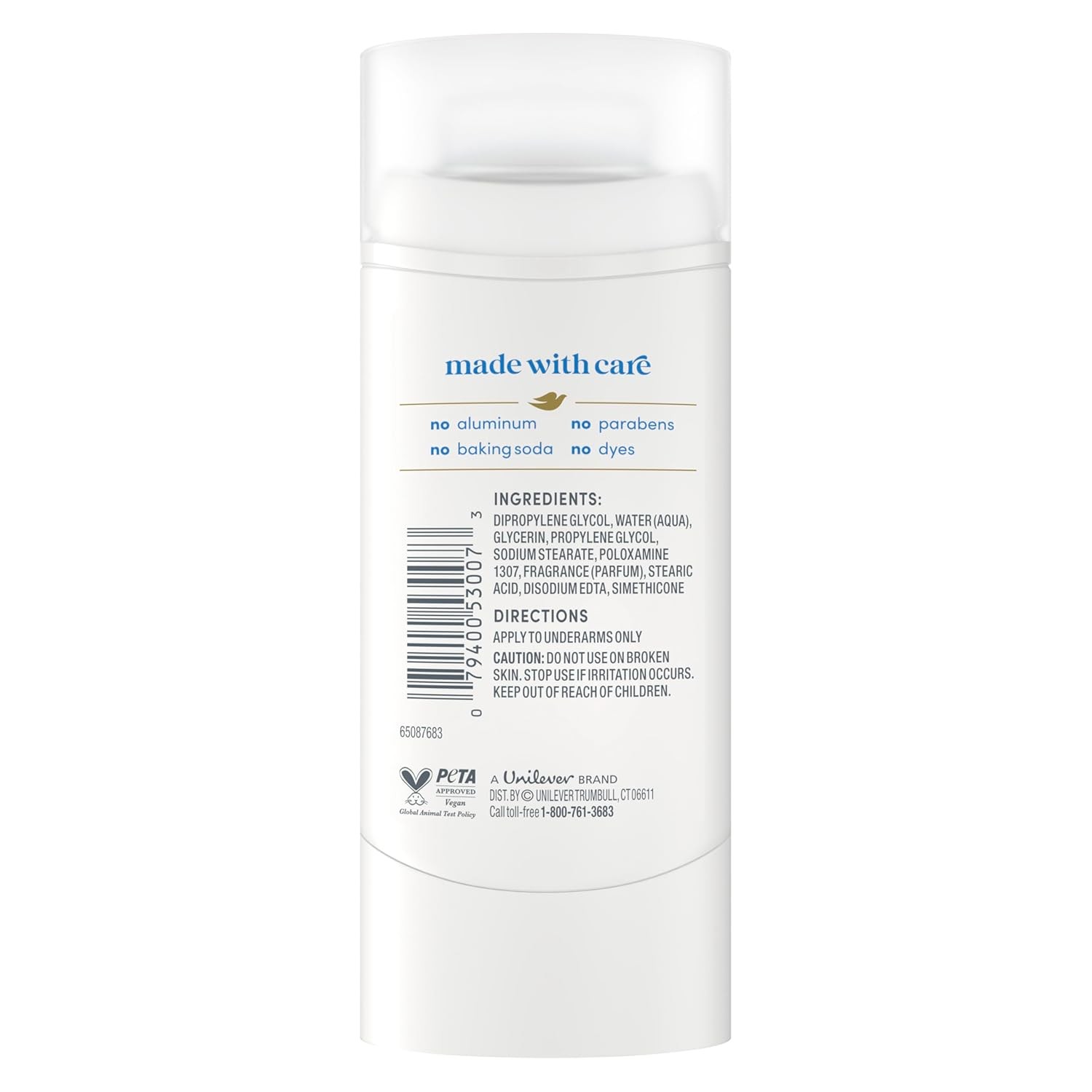 3X Dove Deodorant Stick Sensitive for 72 Hour Odor- Aluminum Free 2.4 Oz