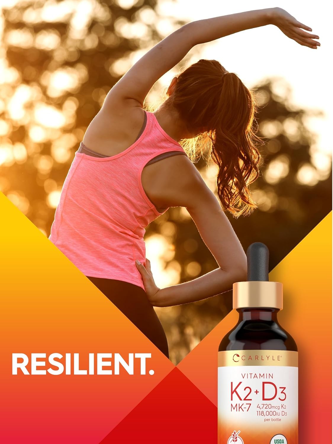 Vitamin D3 K2 MK7 Liquid Drops | 2 Fl Oz | Vegetarian, Non-GMO | by Carlyle