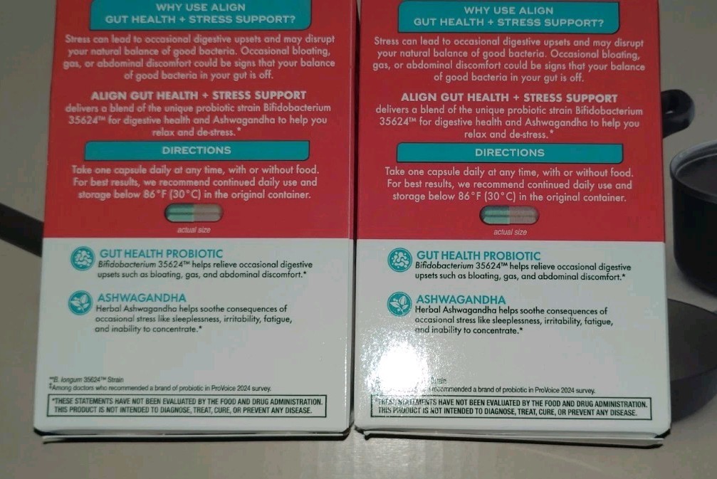 2 Boxes Align Probiotic Digestive De-stress Probiotic Ashwagandha EXP 7/2028