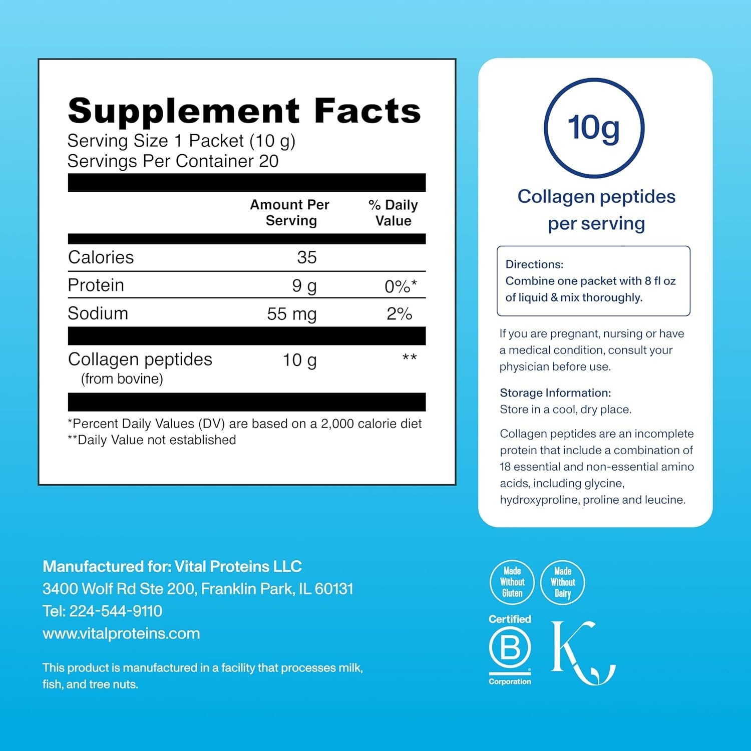 Hydrolyzed Collagen Peptides Travel Pack — 20 Convenient Single-Serve Packets…