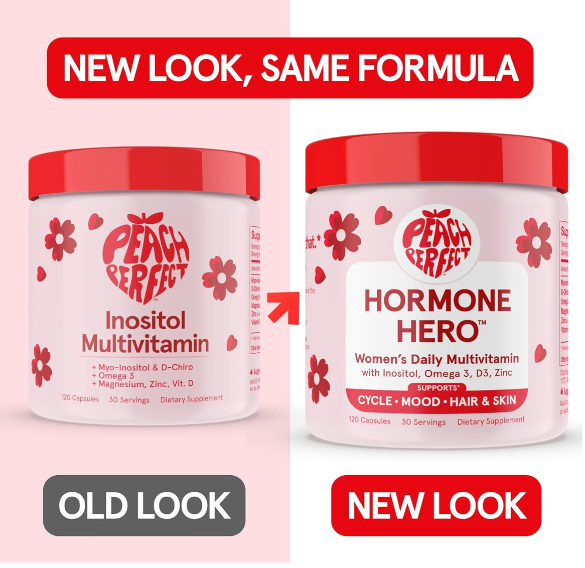 Peach Perfect Hormone Hero Inositol Multivitamin 2-Pack Cycle Mood Hair 240 Caps