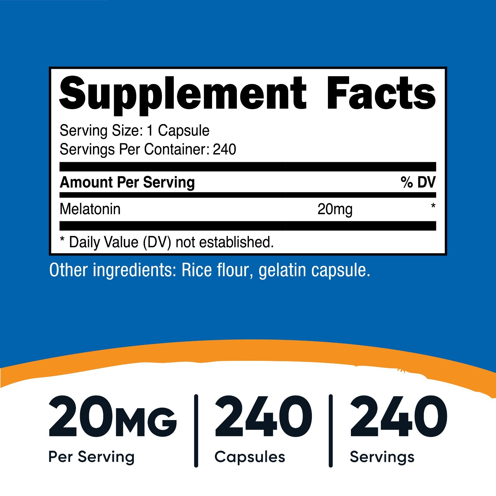 Nutricost Melatonin 20mg, 240 Capsules – 20mg Per Serving, Non-GMO, Gluten Free