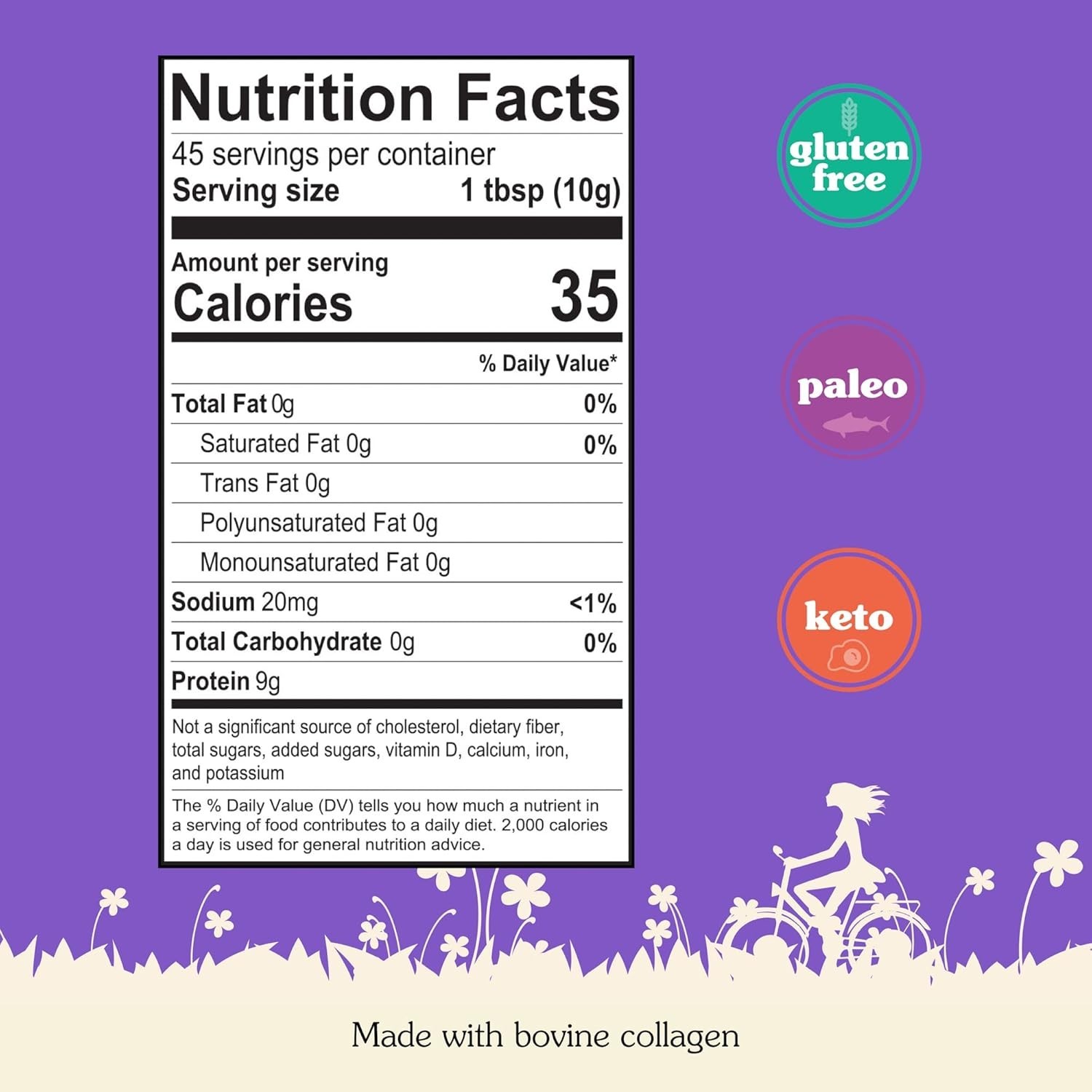 NuNaturals Unflavored Beef Gelatin Powder Keto Paleo Gluten Free Protein 1 lb