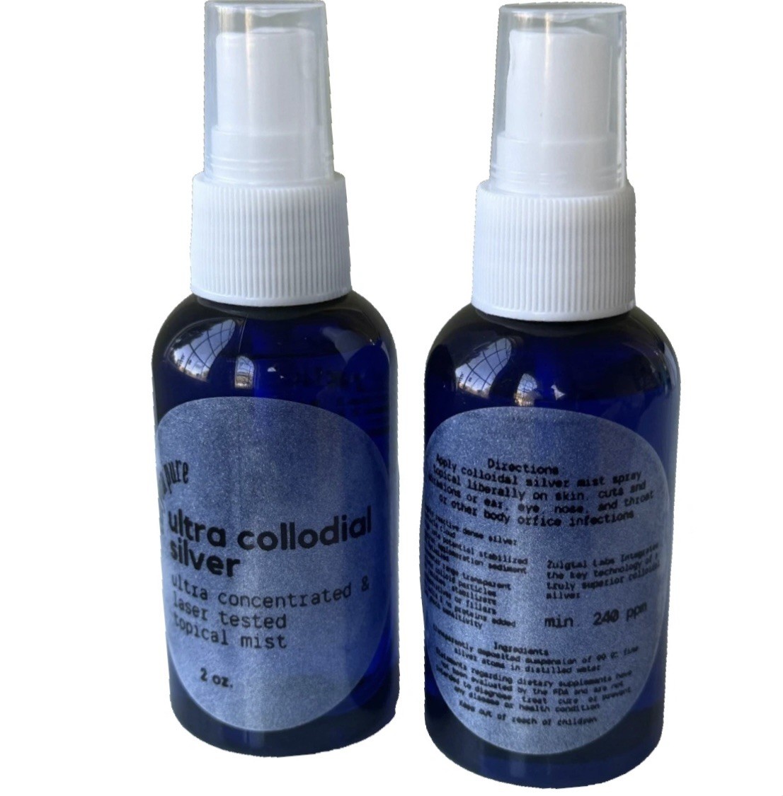 Ultra Colloidal Silver Spray- Laser Tested Topical Mist, 240 PPM, PH Optimized