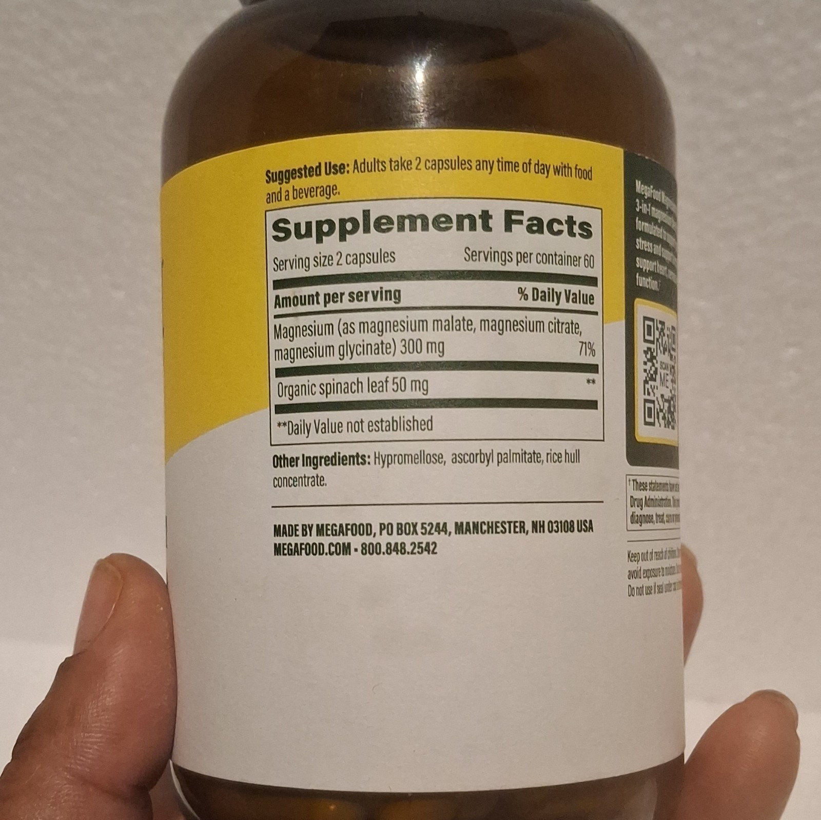 MegaFood Magnesium 300 mg Highly Absorbable Glycinate Malate Citrate 120