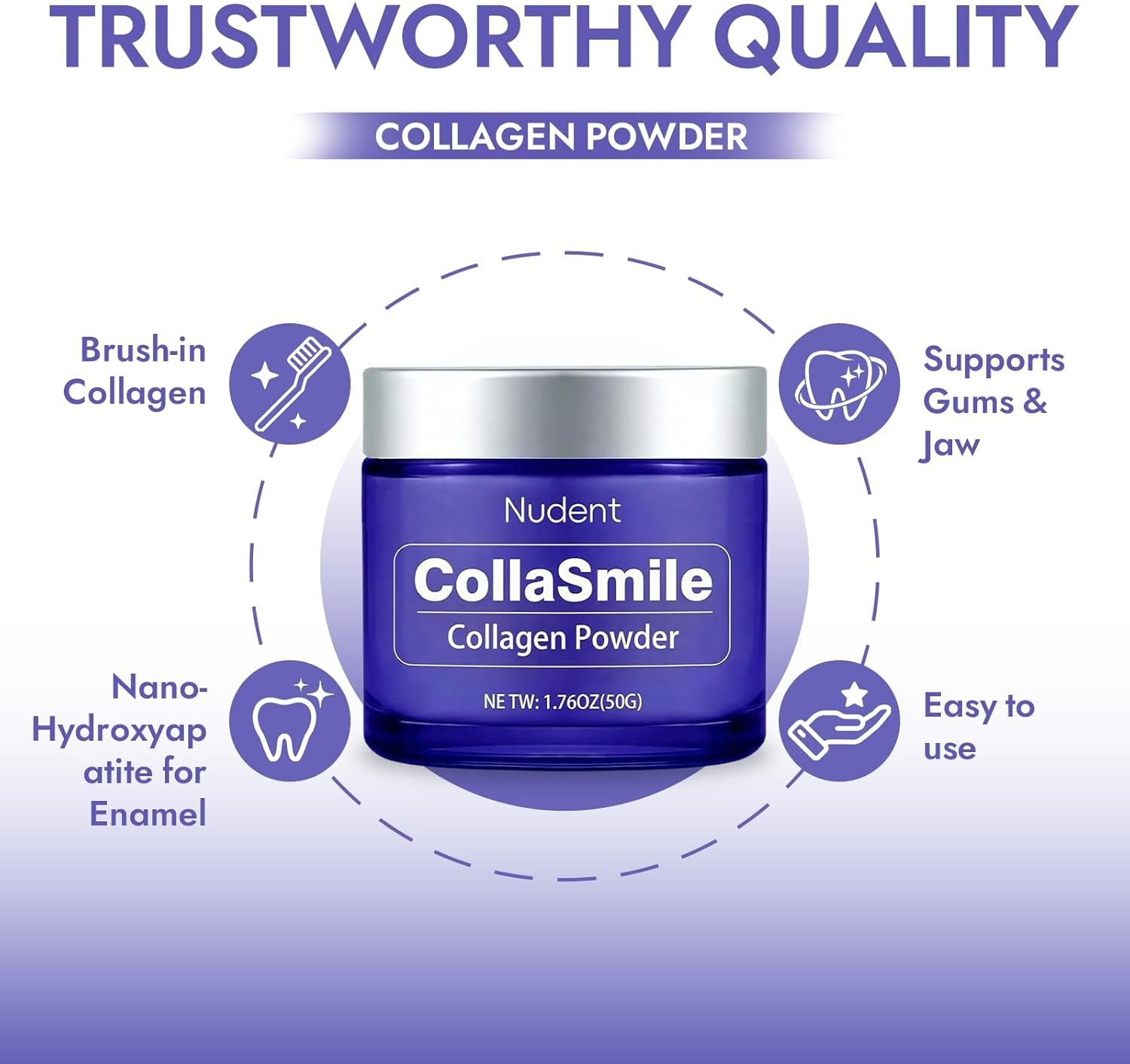 Nudent Collasmile Collagen Tooth Powder with Hydroxyapatite – Enamel Strengtheni