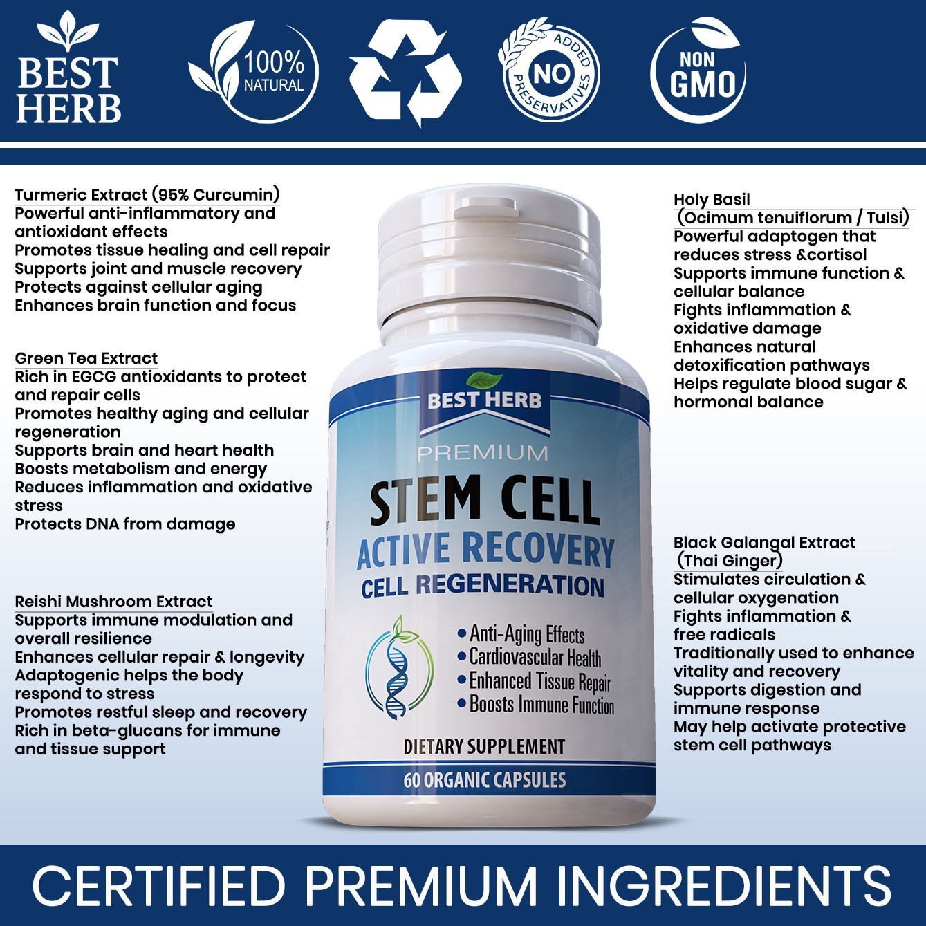180 PILLS STEM CELL RECOVERY SUPPORT SUPPLEMENT CELLULAR REPAIR RENEWAL RECOVERY