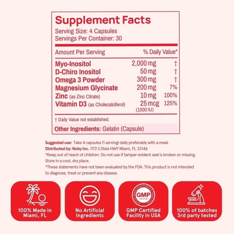 Peach Perfect Inositol Multivitamin Myo & D-Chiro 40:1 Blend with Omega-3