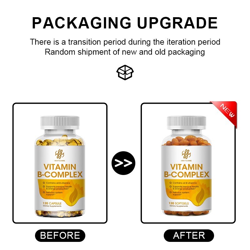 Vitamin B Complex 120 Capsules B1,B2,B3,B5,B6,B7,B9,B12, Immune Support Pills