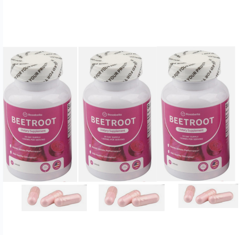 3 Packs Capsules Rosabella Supports Blood Pressure 60Ct Organic Beet Root Powder